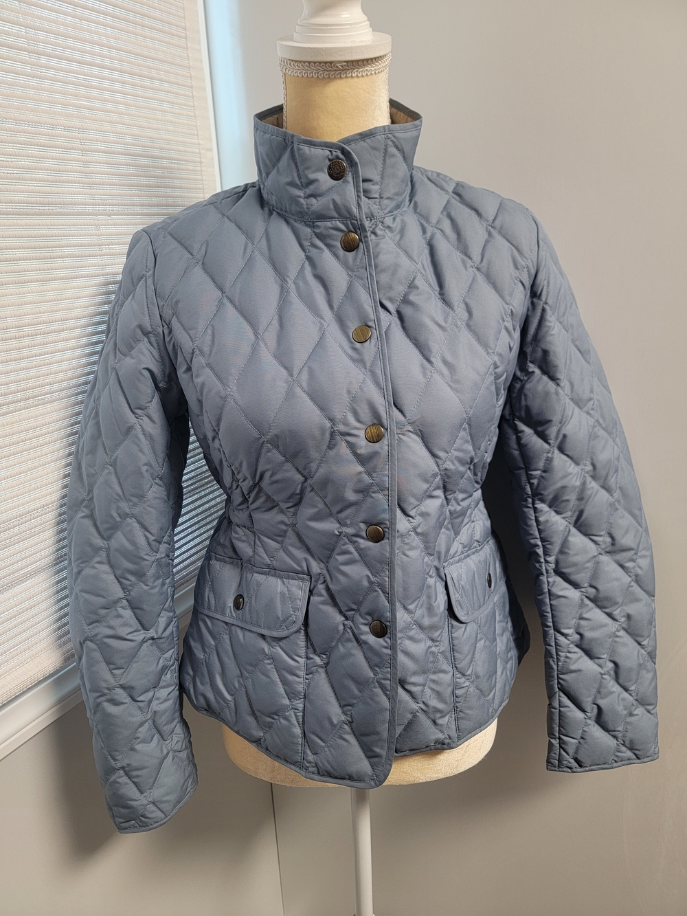 Eddie Bauer Goose Down Puffer Coat Women's Jacket Blue Petite Small 550 Fill